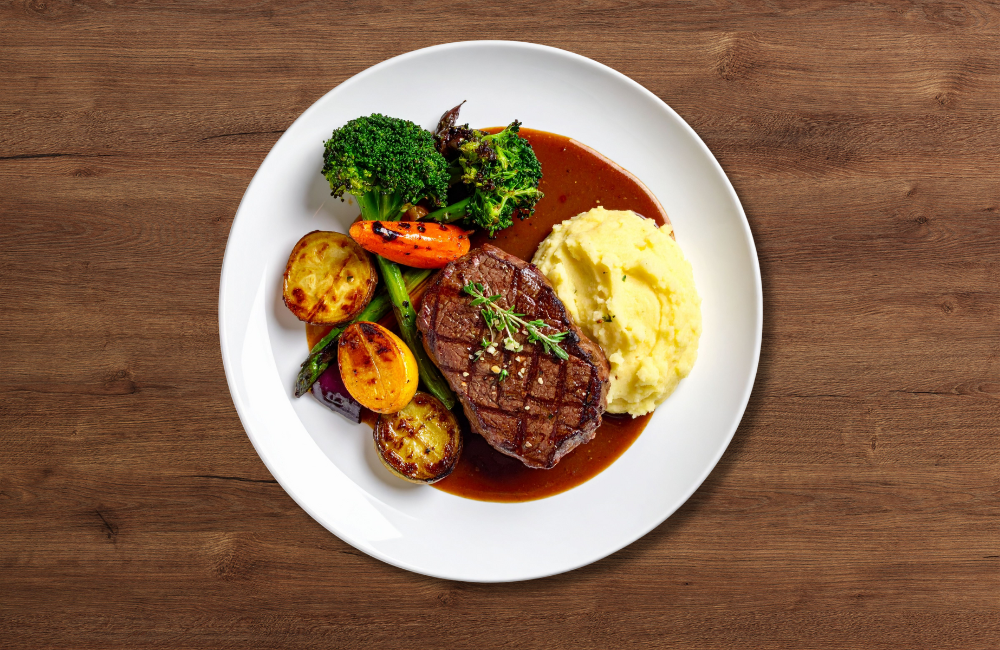 ผักกินกับสเต็ก